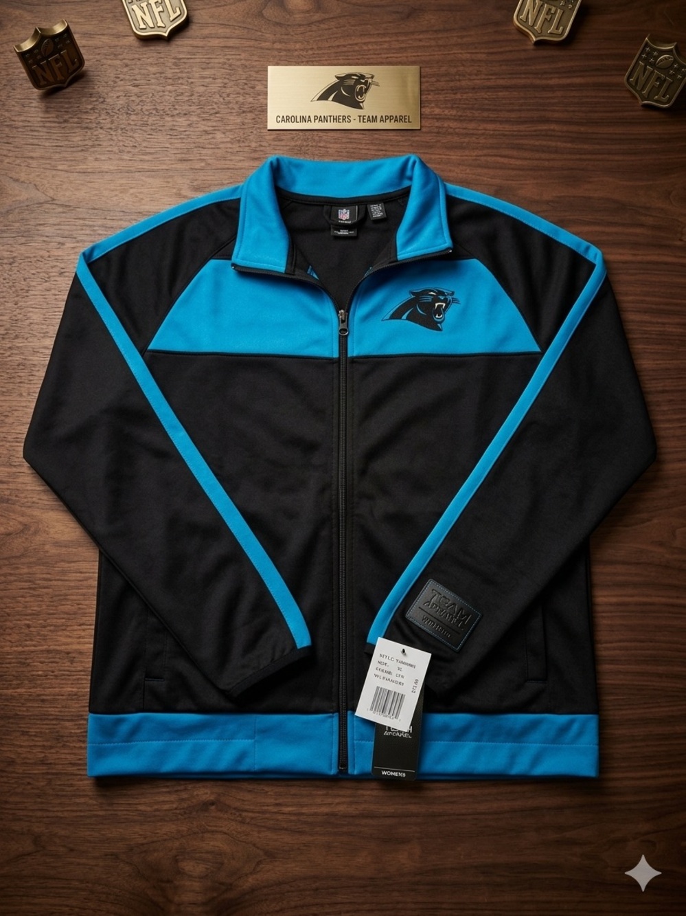 NFL Carolina Panthers Black & Blue Track Jacket  NWT